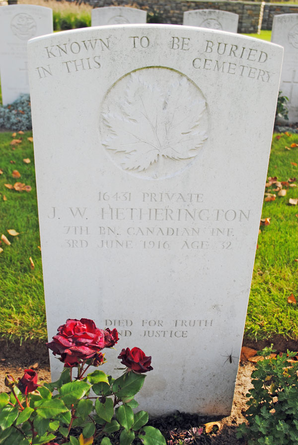 James Watson Hetherington gravestone