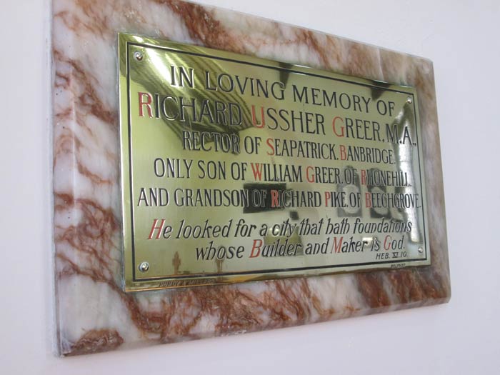 George Ussher Greer Plaque Newmills Church