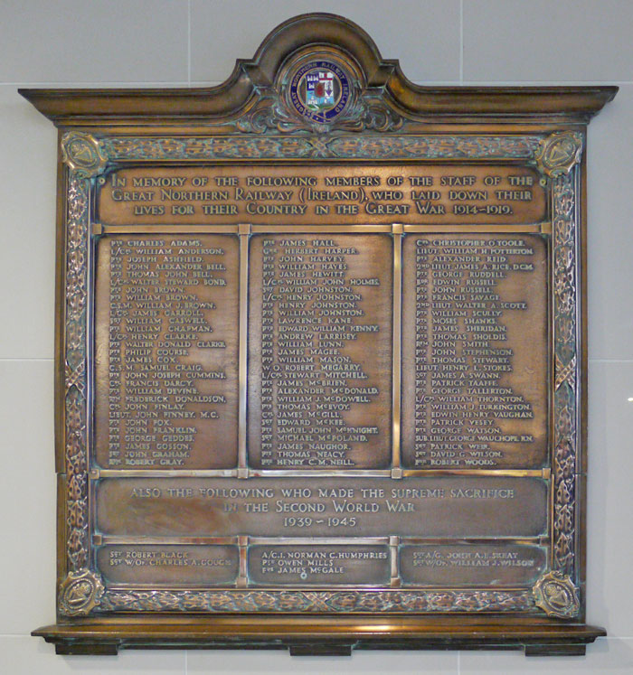 Great Northern Railway War Memorial, Belfast Central Station lists Patrick Weir