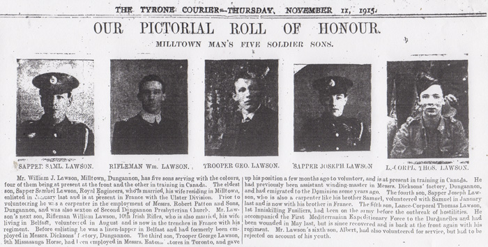 Milltown Man William J Lawson's Five Soldier Sons