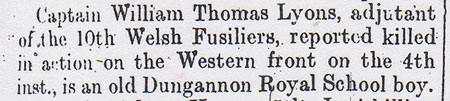Tyrone Courier dated 9th March 1916: