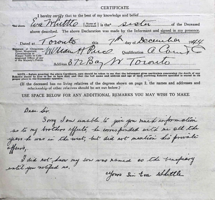 Gunner William McMullan - sister's letter