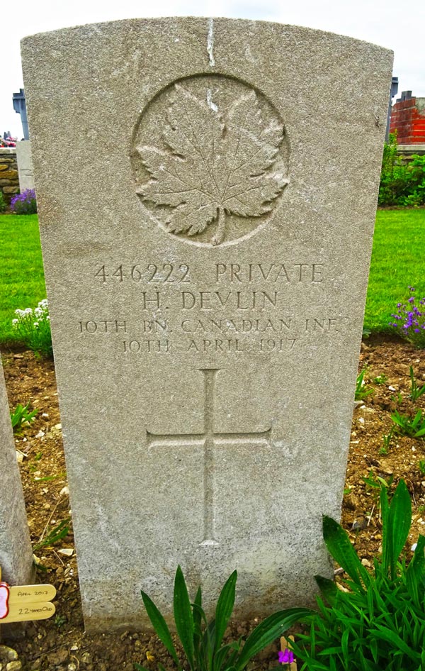 Private Hugh Devlin - Barlin Communal Cemetery