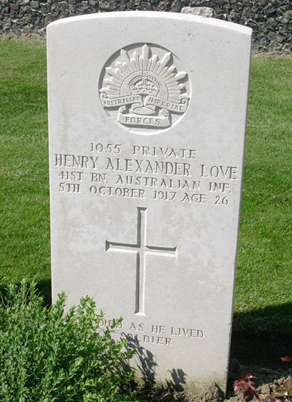 Private Henry Love -Tyne Cot Cemetery