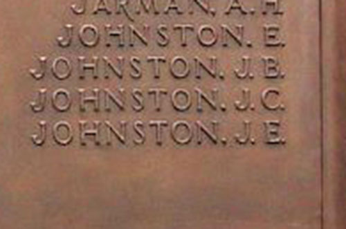 Second Lieutenant John Ernest Johnston - Queens War Memorial